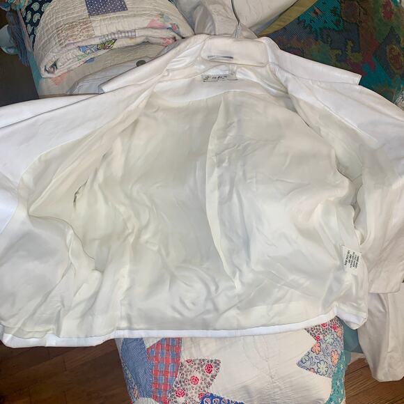 VINTAGE 90s ABS WHITE POLYURETHANE MOTO BIKER JACKET S - Picture 10 of 13